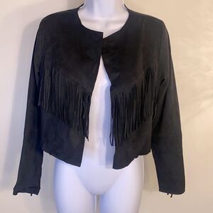 NEW...Black ⬛️ faux suede fringe jacket size M (med) from Forever21